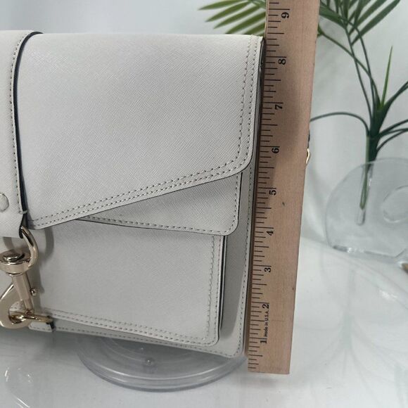 Rebecca Minkoff Handbag Bag Crossbody Hudson White Black Saffiano Leather Flap - Picture 9 of 10